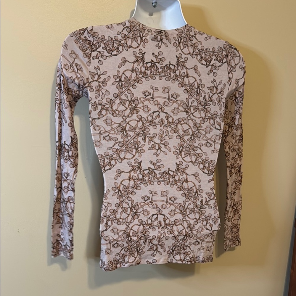 BCBGMaxAzria Light Pink and Brown Patterned Blouse - Picture 6 of 10
